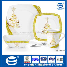 Квадратные фарфоровые сервизы набор королевских золотых обедов плоские тарелки с чашей и кружкой